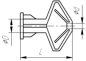Чертеж дюбеля «Бабочка»